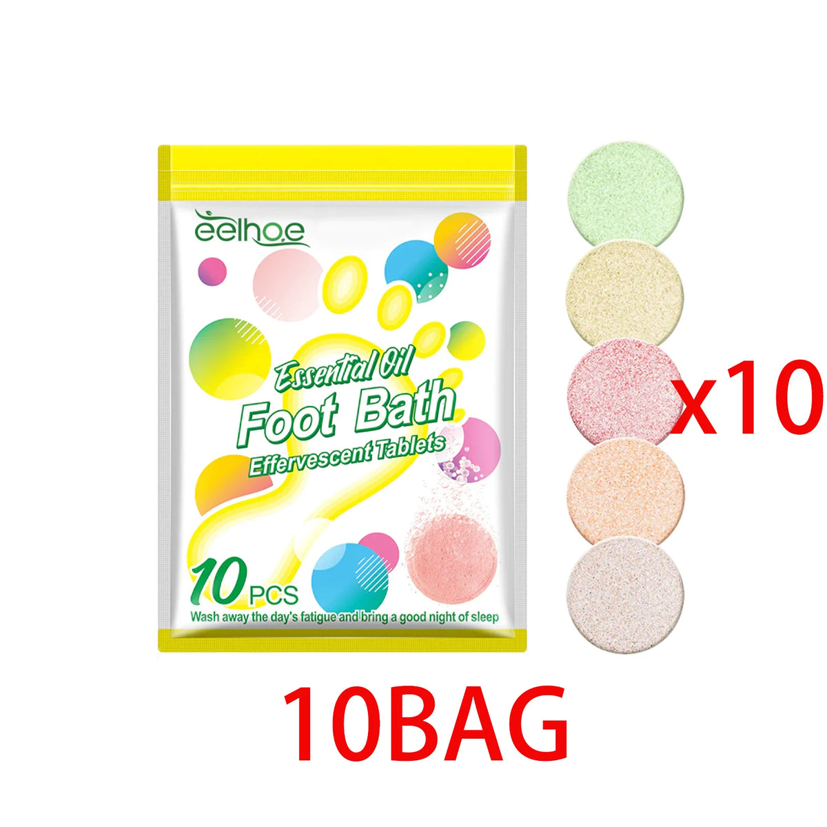 10pcs Herbal Fizzy Foot Bath Tablets – Ginger & Angelica Spa Soak Foot Bath Tablets Qst 10 BAG