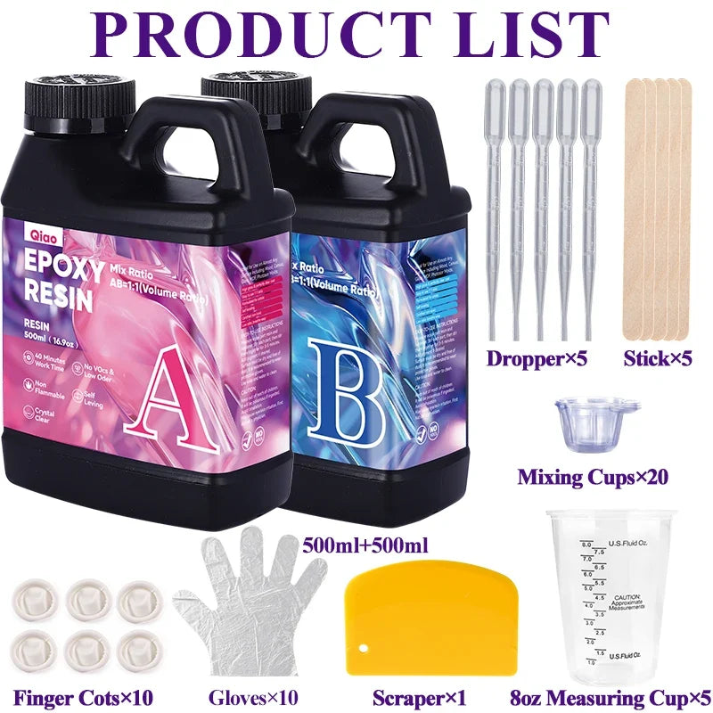 Clear Casting Epoxy Resin Kit – 1:1 Mix for Jewelry & DIY Art Epoxy Resin Kit Qme