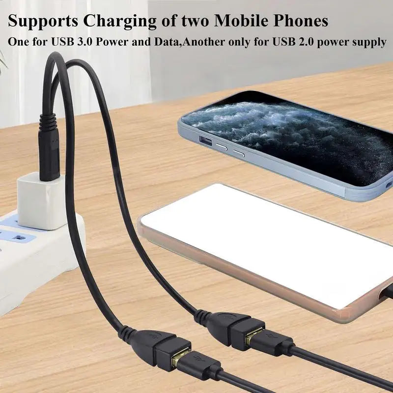 USB 2.0 Y Splitter Cable – 1 to 2 Port, 480Mbps Data Transfer USB Splitter Cable Qst