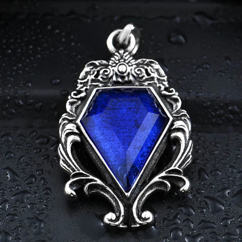 Sapphire & Obsidian Simulation Pendant Necklace | Women Pendant Necklace Qme