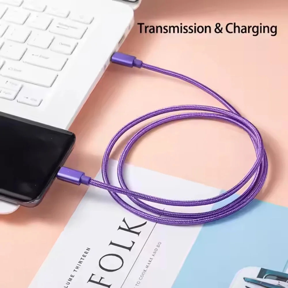 66W Nylon Braided USB-C Fast Charging Cable 1m 2m 3m USB-C Charging Cable Qme