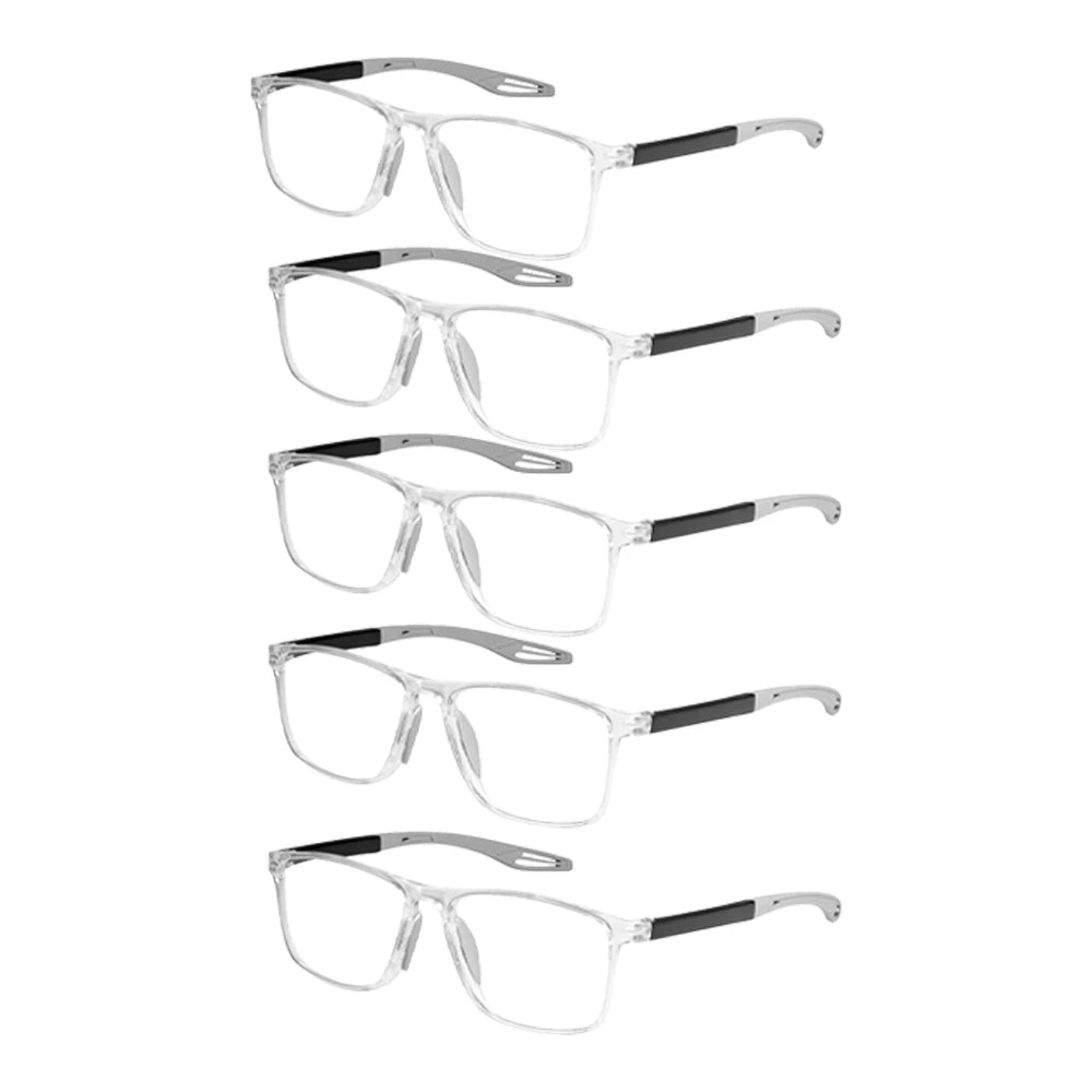 VOPHA 5-Pack Anti Blue Light Reading Glasses +1.0–+3.0 Unisex Reading Glasses Qst 5pcs-Clear +100
