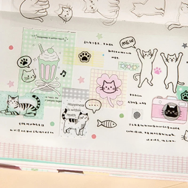 Minimalist Cat Sticker Set – 4 Bags Cute Kitten Decals Sticker Set Qme