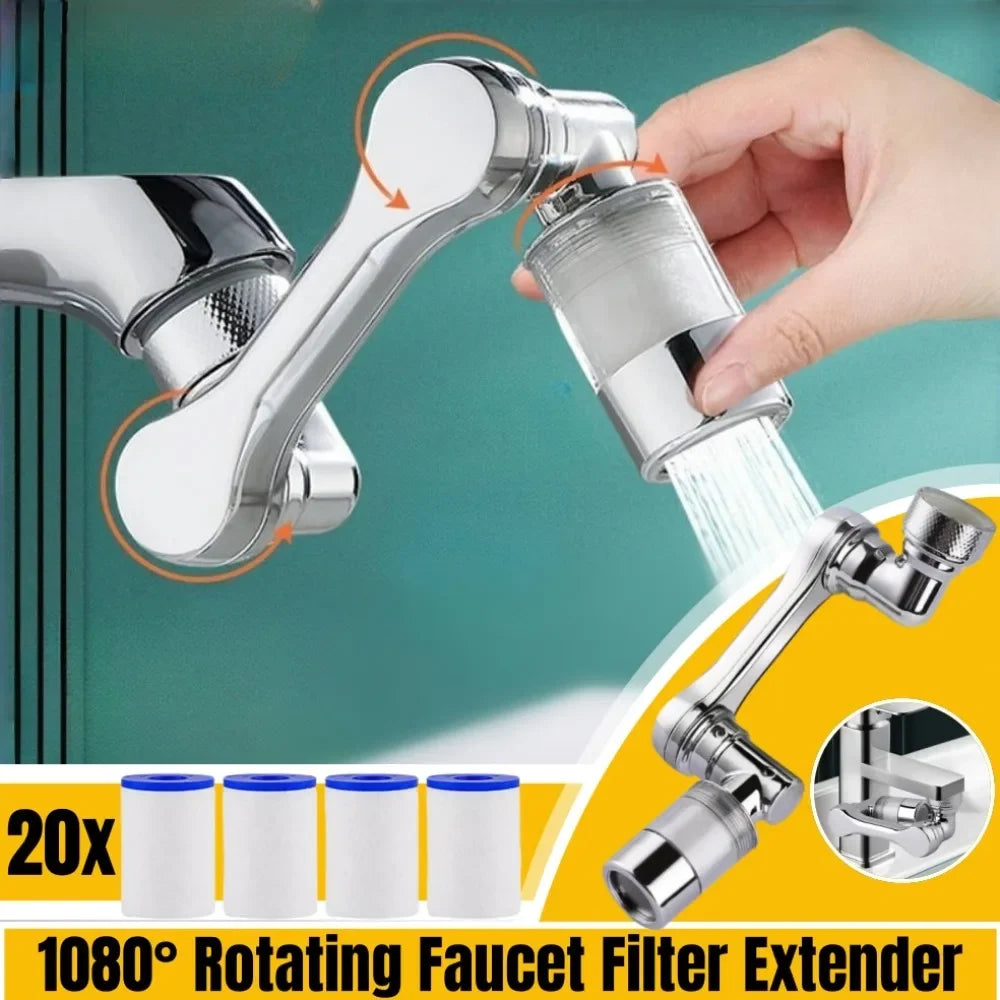 1080° Rotating Faucet Extender with Filter & Aerator Nozzle Faucet Extender Qme