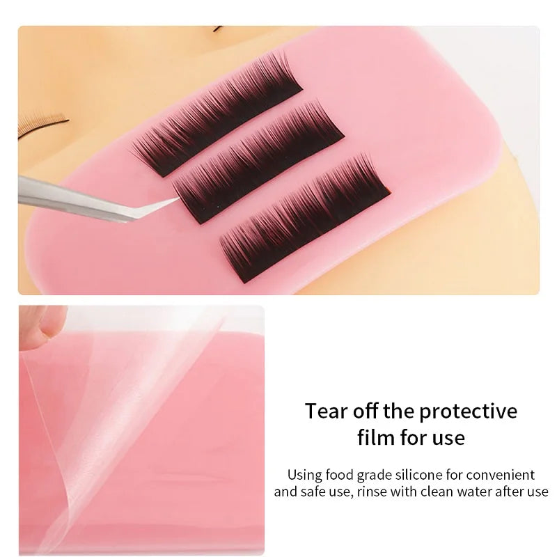 Silicone Eyelash Extension Forehead Sticker Pad | Pink & Clear Eyelash Extension Tool Qme