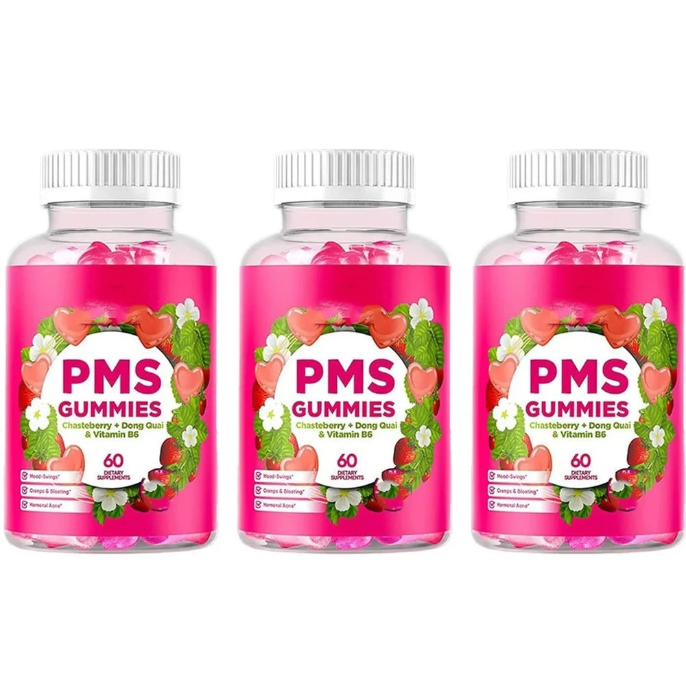 Women's Monthly Wellness Gummies – Chasteberry, Dong Quai & B6 Wellness Gummies Qst 3 Bottles 180 Pieces