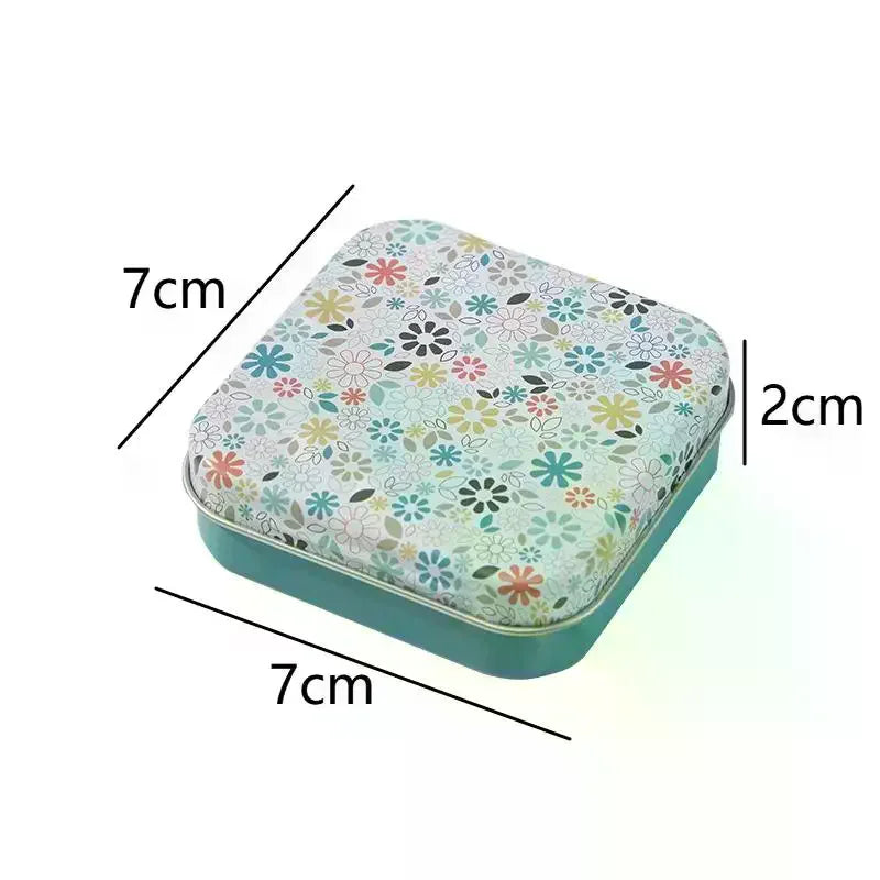 Square Flip Tin Box – Portable Jewelry & Small Item Organizer Portable Storage Tin Qme