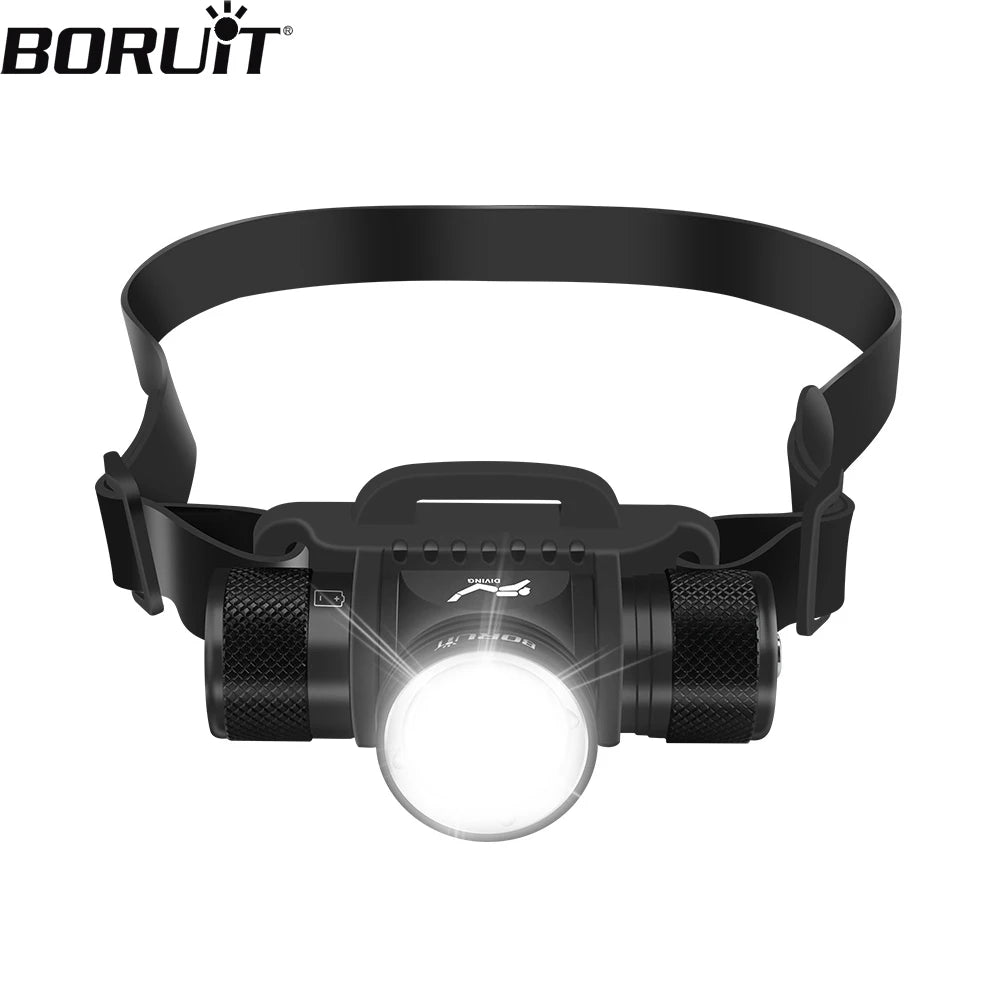 BORUiT HP900 800 Lumen IPX8 Diving Headlamp Waterproof Torch Waterproof Diving Headlamp Qst