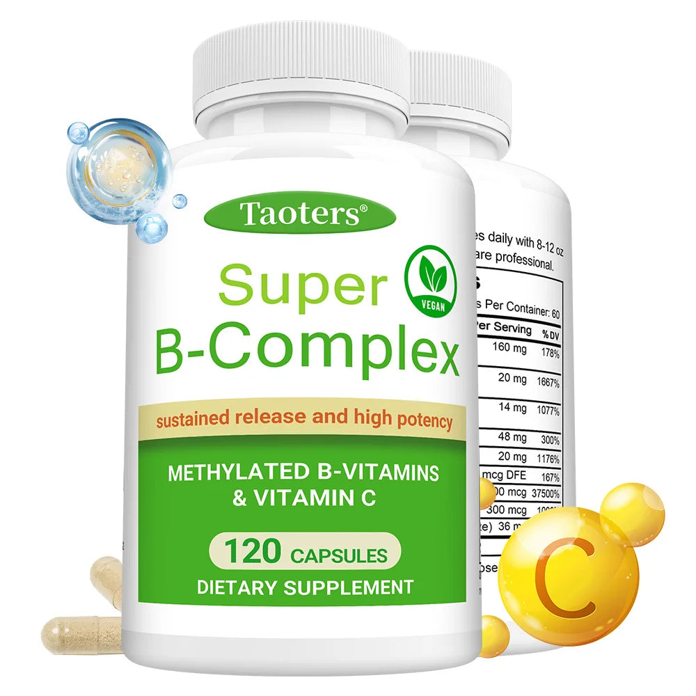 Super B-Complex Methylated Sustained Release + Vitamin C Vegan B-Complex Supplement Qst