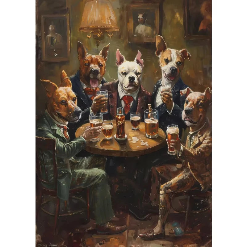 Retro Animals Tavern Beer Canvas Wall Art – Unframed Poster Canvas Wall Art Qst 2 30x40cm Unframed