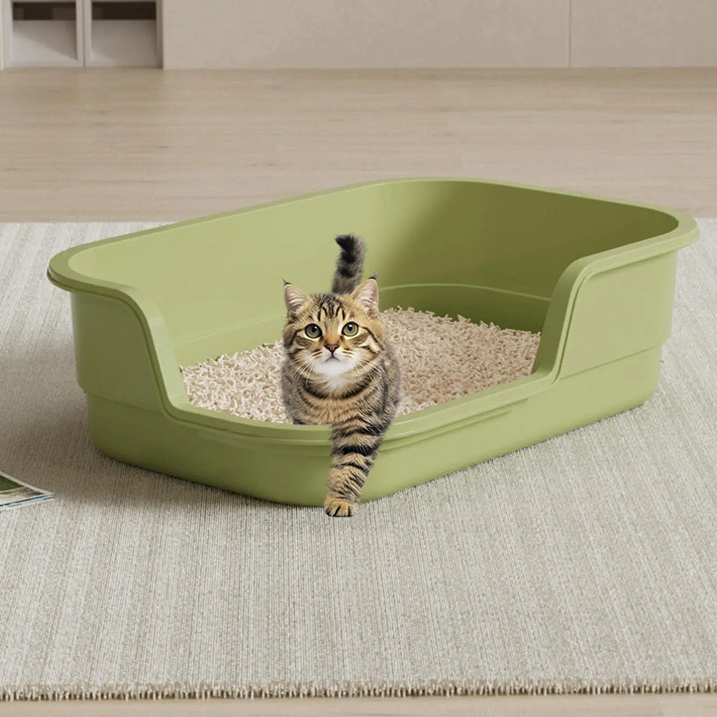 Semi-Enclosed Cat Litter Box with Scoop – Easy Clean & Odor Control Cat Litter Box Qme