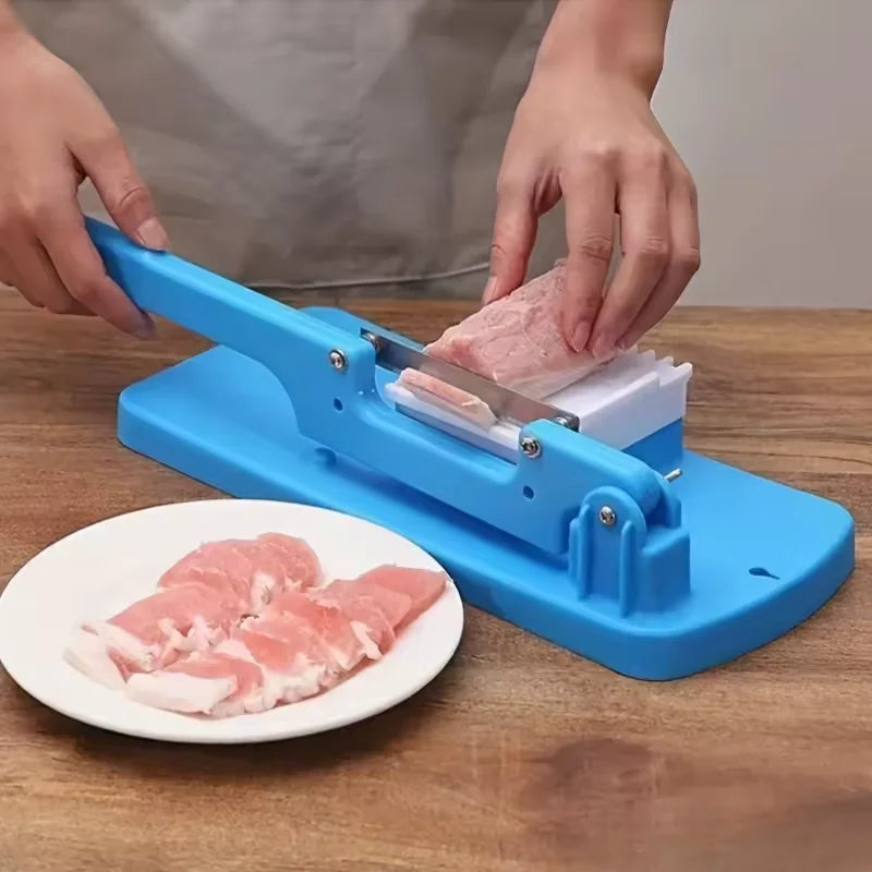 Manual Meat & Vegetable Slicer – Stainless Steel Blade, Blue Manual Food Slicer Qst
