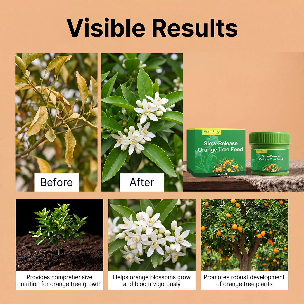 Slow-Release Organic Citrus & Orange Tree Fertilizer – MOONSPRY Organic Tree Fertilizer Qst