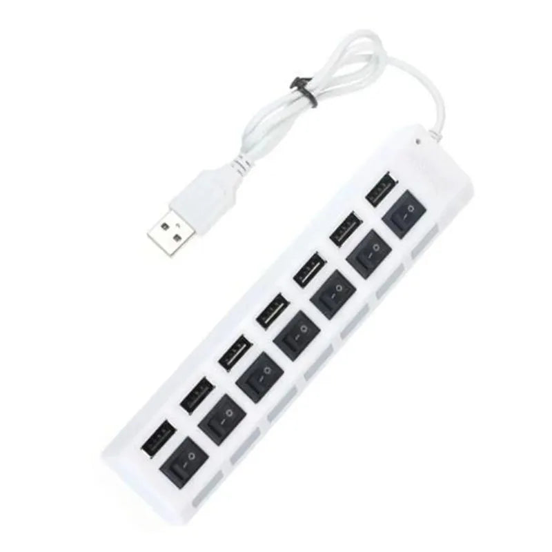 USB 2.0 Hub Splitter 4 & 7 Port with Switch for Laptop & PC USB Hub Splitter Qme