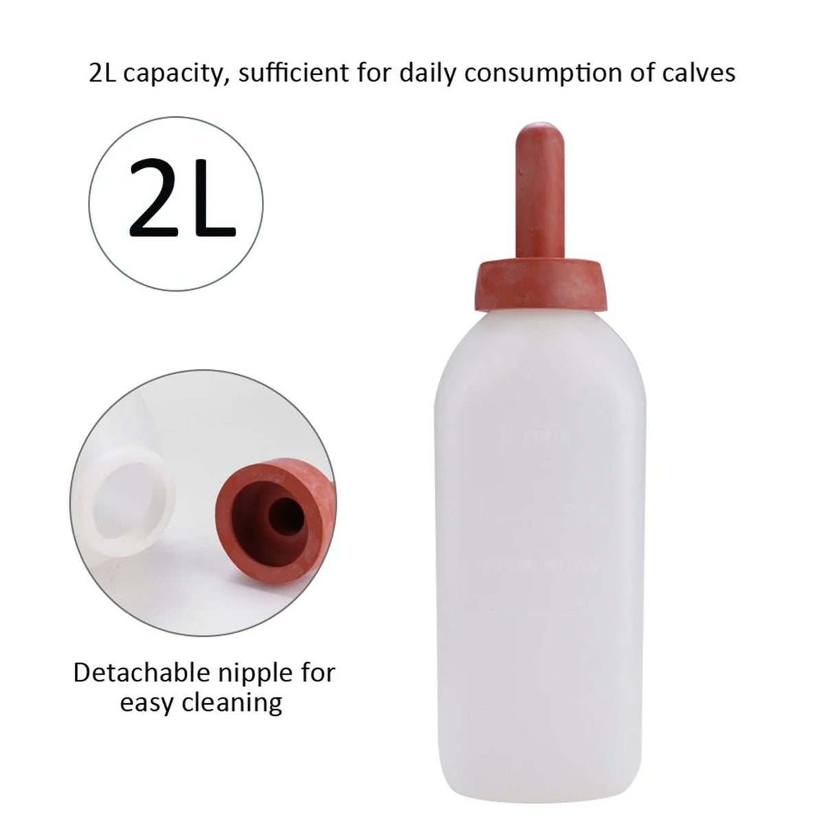 2L Calf Milk Feeding Bottle – Horizontal Cow Nursing Feeder Livestock Nursing Feeder Qme