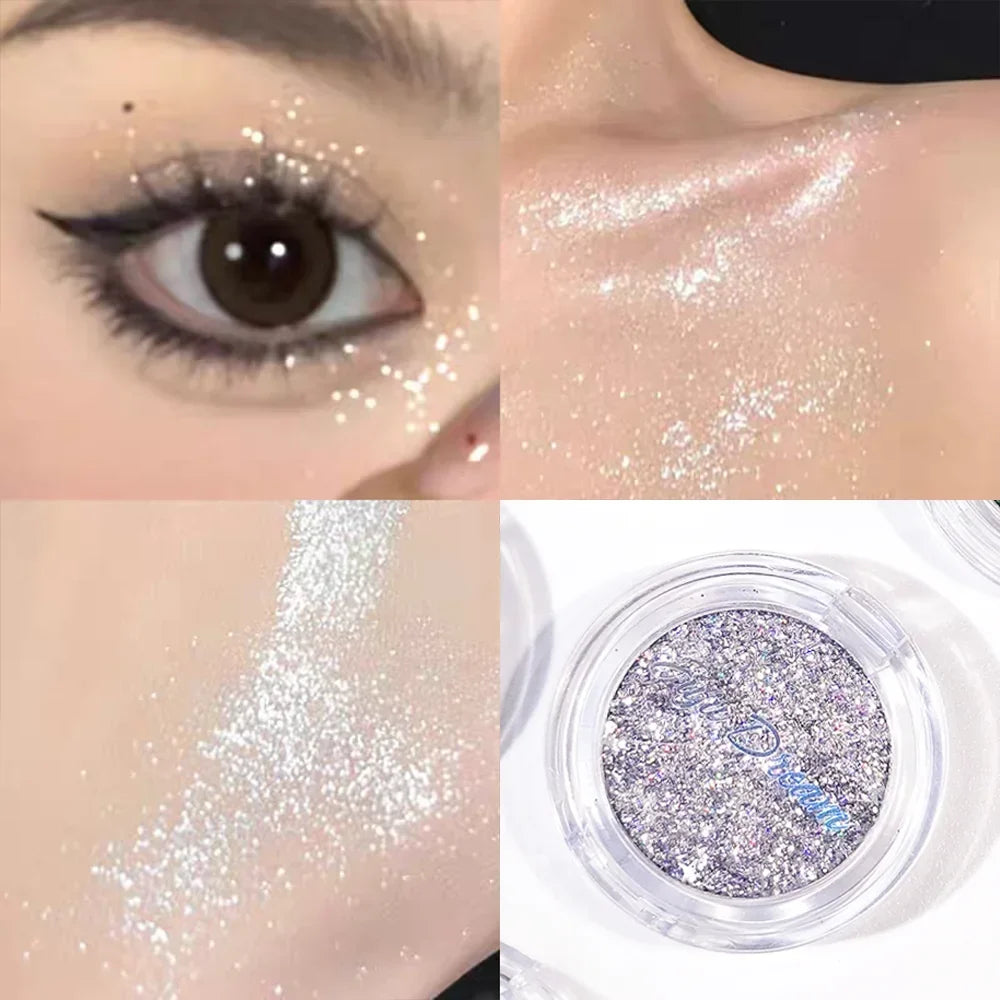 Monochrome Glitter Mermaid Shimmer Eyeshadow Compact | Vegan Glitter Eyeshadow Compact Qme