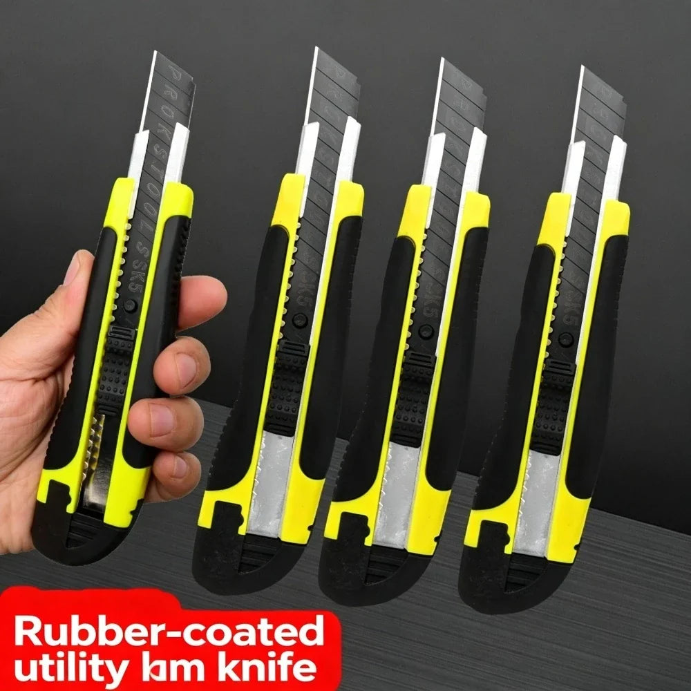 Utility Knife Ultra Sharp 18mm Blade Anti-Slip Rubber Handle Utility Knife Qme