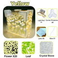 DIY Tulip Mirror Cube Lamp – Simulation Flower Night Light DIY Decorative Lamp Qme YELLOW 20 Tulips 8cmx8cm