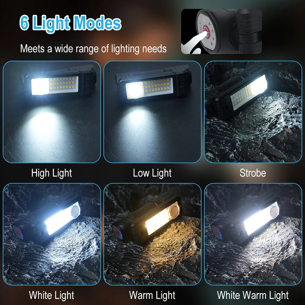 BORUiT Rechargeable LED Headlamp – Magnetic Type-C COB Light Rechargeable Headlamp Qst