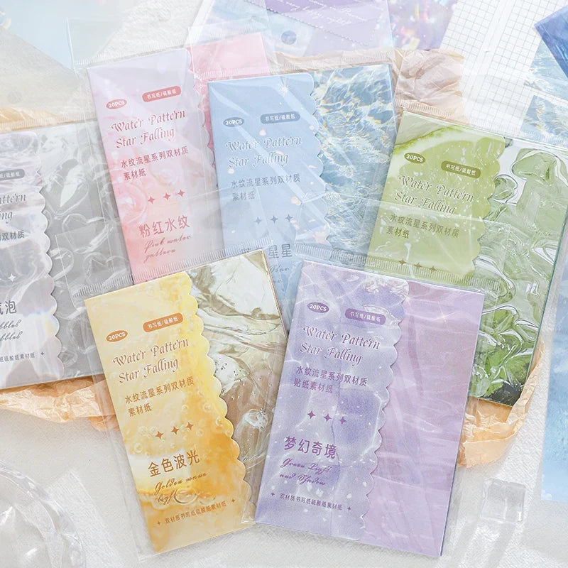 Water Pattern Junk Journal Paper 20 Pcs – Scrapbooking Sheets Decorative Craft Paper Qme
