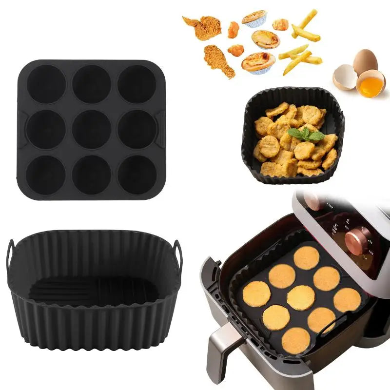 Silicone Non-Stick Cupcake Molds & Baking Trays – 2pc Set Silicone Baking Molds Qme Black