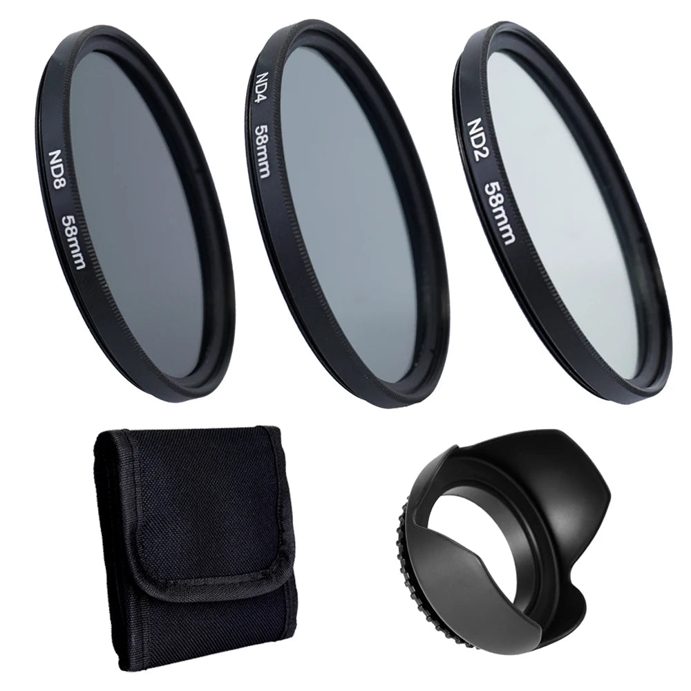 58mm ND Filter Kit & Tulip Lens Hood for Canon DSLR Camera Filter Kit Qst