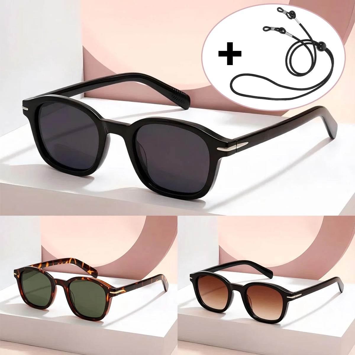 VOPHA Retro Round UV400 Sunglasses Unisex with Retainer Strap Retro Round Sunglasses Qst