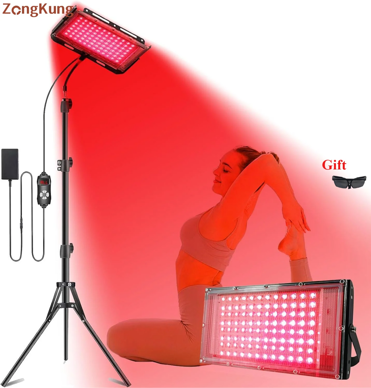 96 LED Red Light Therapy Lamp 660nm 850nm with Stand | Skin Care Red Light Therapy Lamp Qst