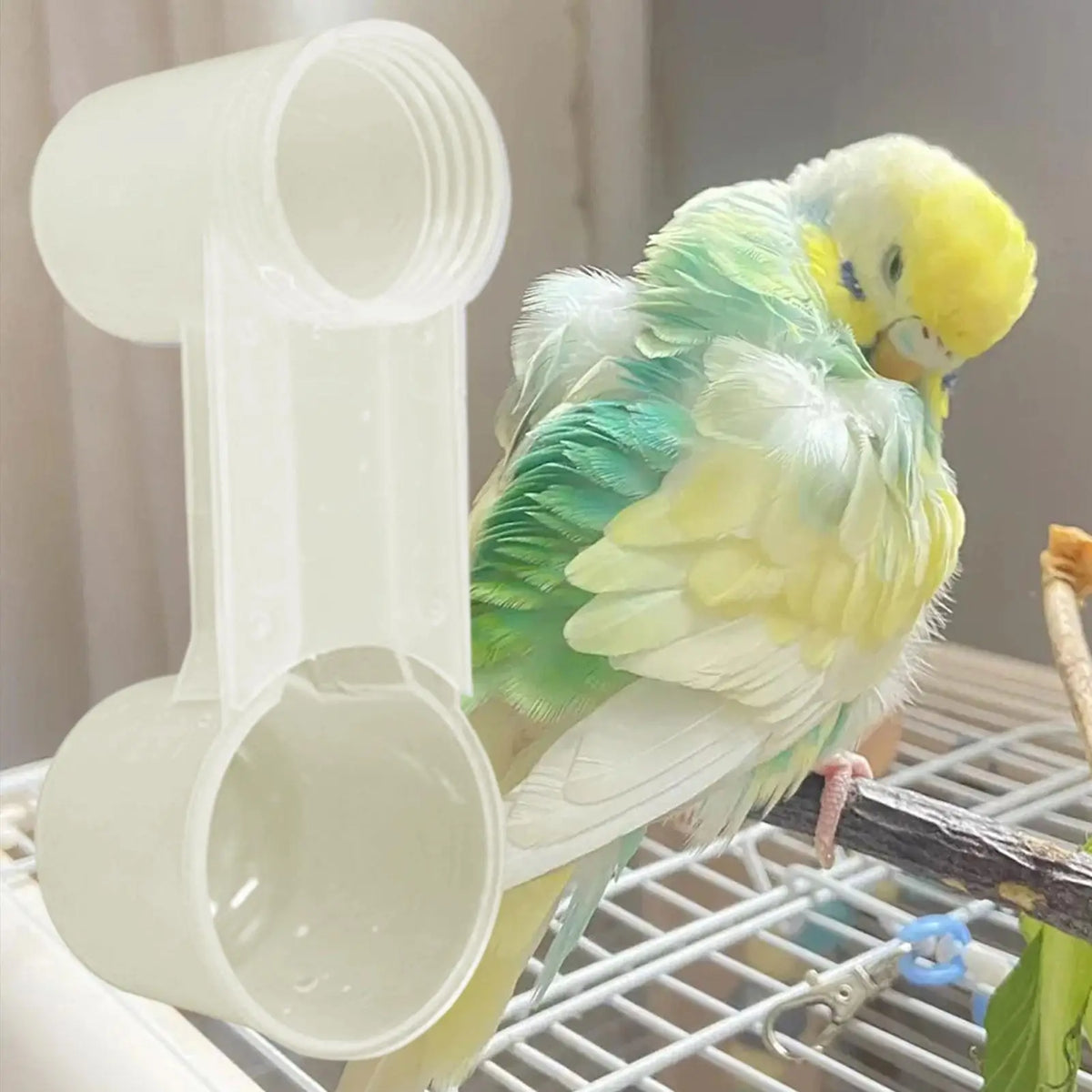 Double-Port Bird Waterer Drinker Feeder Clip for Parrots Bird Waterer Feeder Qme