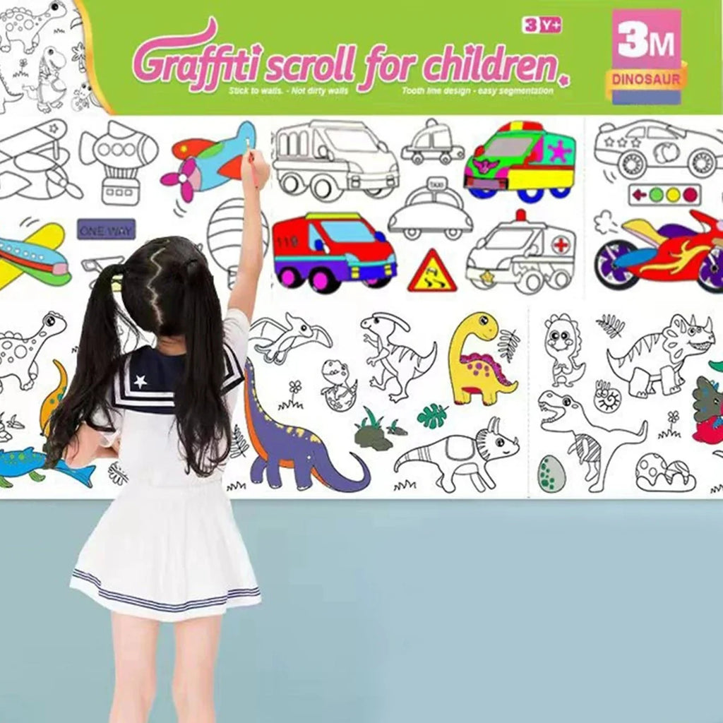 Kids 3M Doodle Drawing Roll – DIY Coloring Paper Scroll Kids Coloring Paper Roll Qme