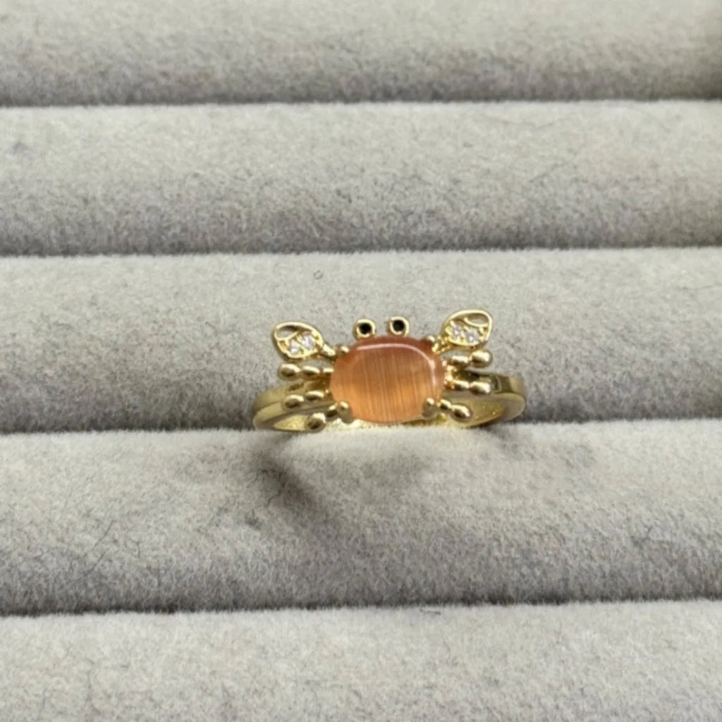 Mini Crab Charm Ring for Women | Cute Personalized Jewelry Charm Ring Qme