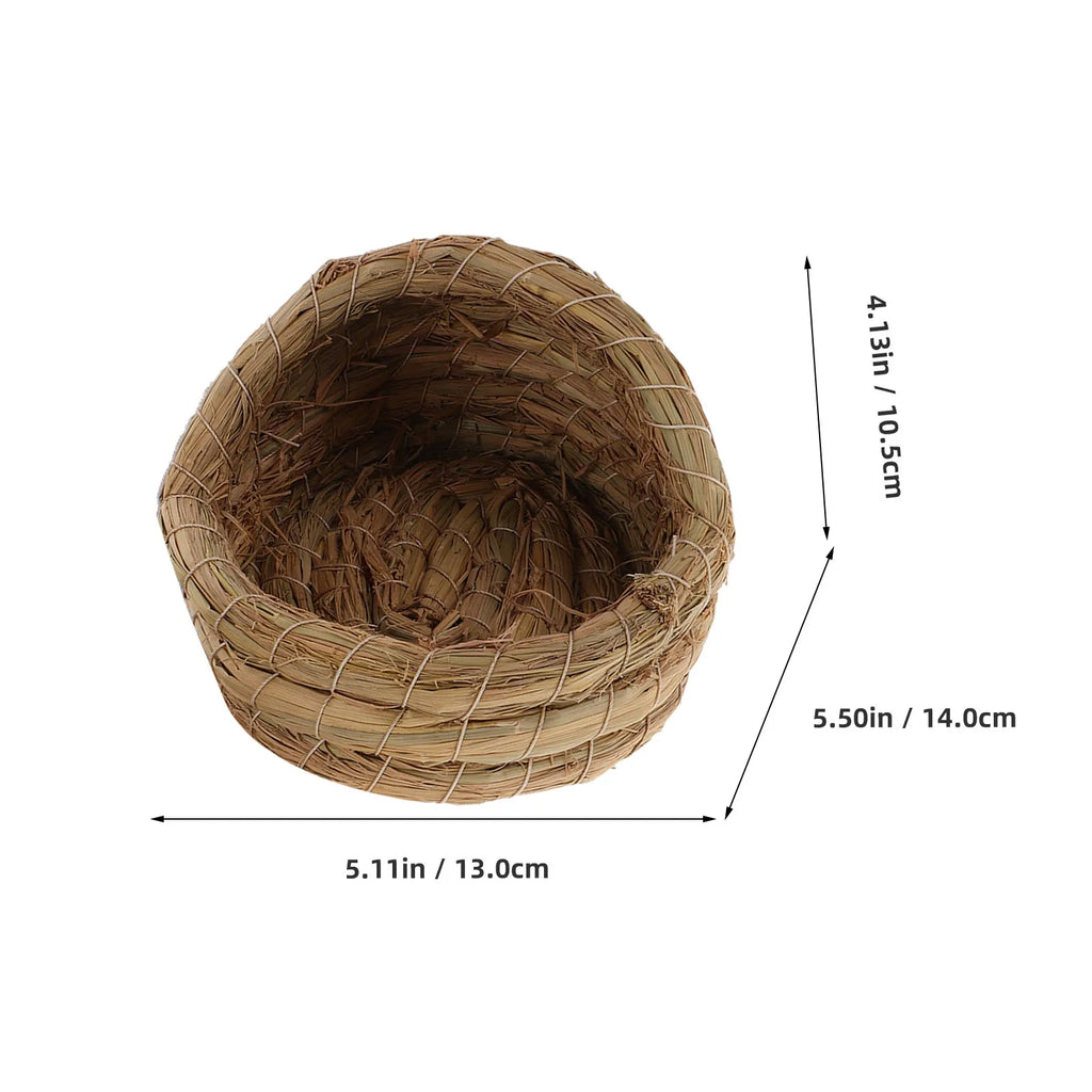 Handwoven Straw Bird Nest for Finch Canary Lovebird Parrot Bird Breeding Nest Qme