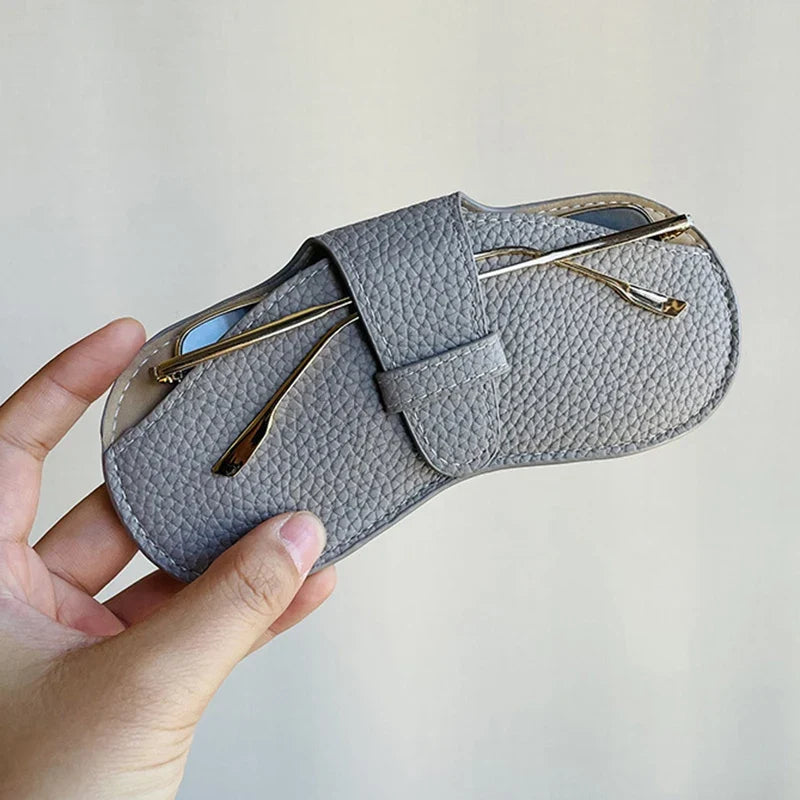 PU Leather Glasses Case – Portable Sunglasses Storage Bag Glasses Storage Case Qme Gray