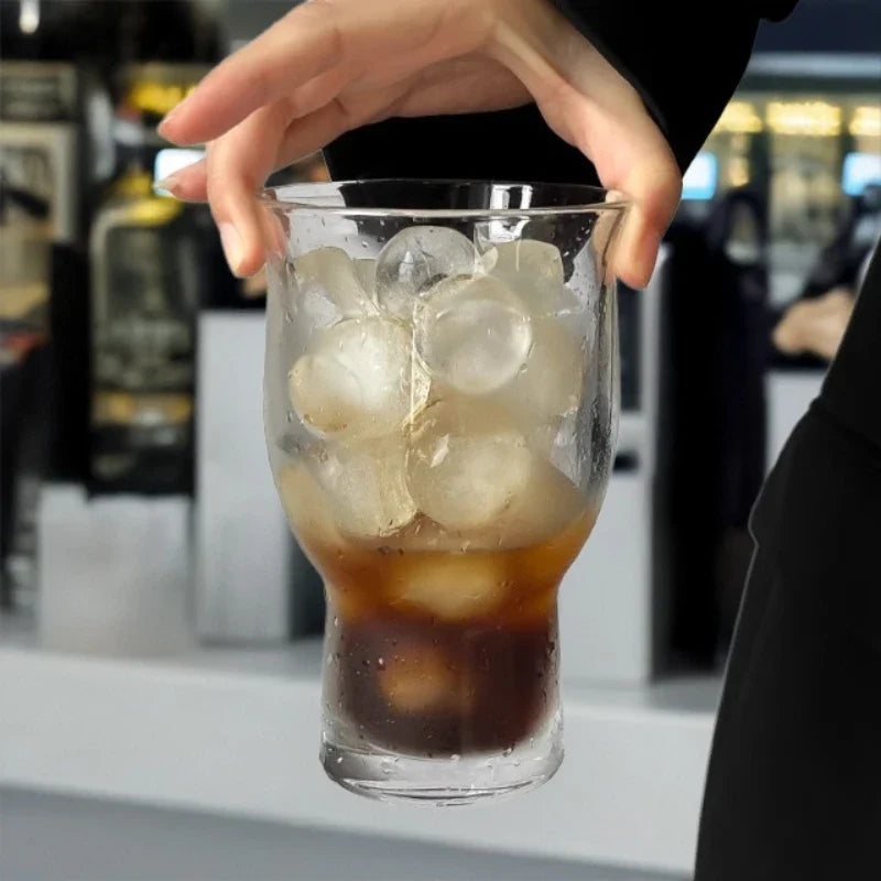 Large Wide-Mouth Glass Cup – Iced Coffee & Cold Drinks Glass Drink Cup Qme