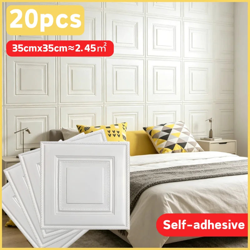 Self-Adhesive Foam Wall Panels 35x35cm – Waterproof & Padded Foam Wall Panels Qme