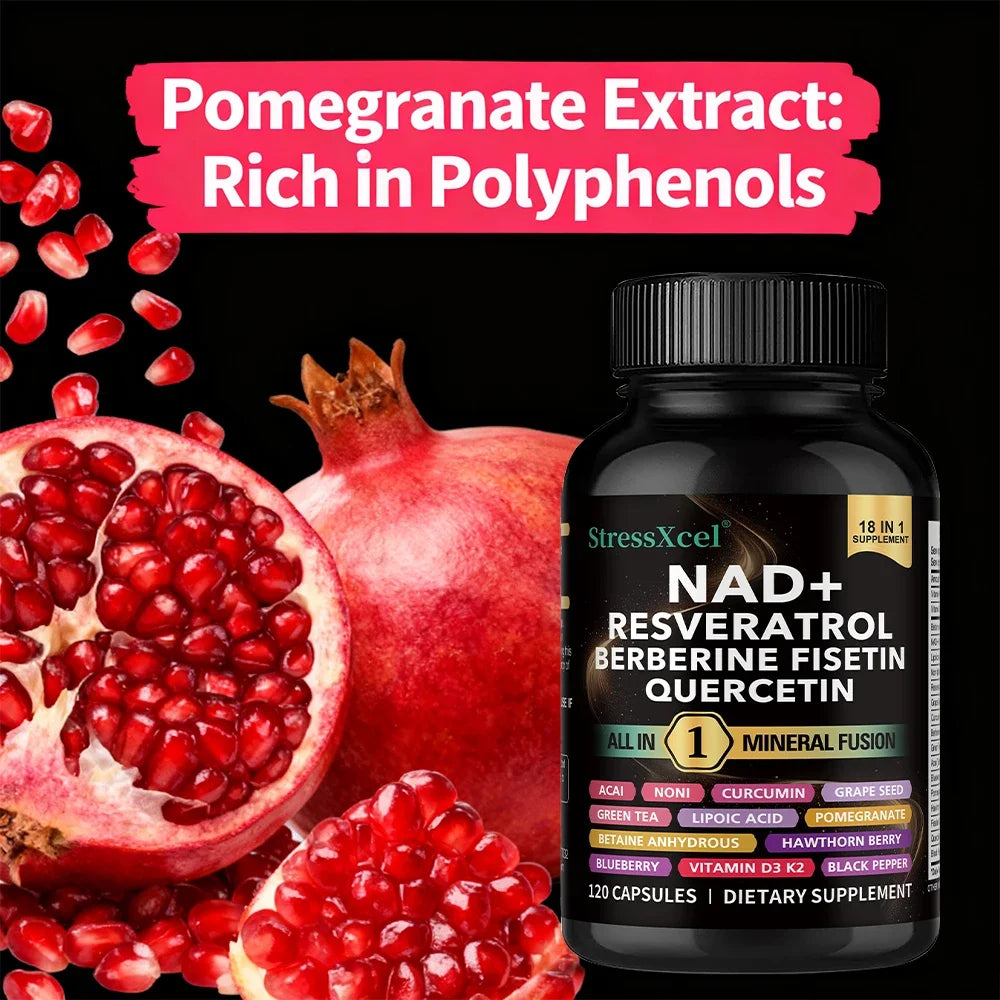 NAD+ Supplement with Resveratrol – Cellular Energy, 120 Softgels NAD+ Supplement Qst