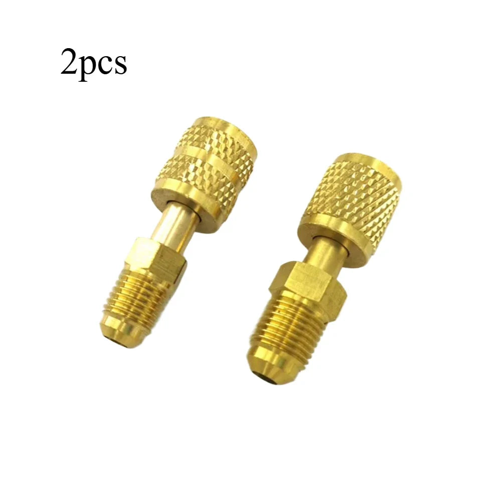 Brass R410a Vacuum Pump Adapter 5/16 SAE to 1/4 SAE Coupler 2pk HVAC Brass Adapter Qme 2pcs