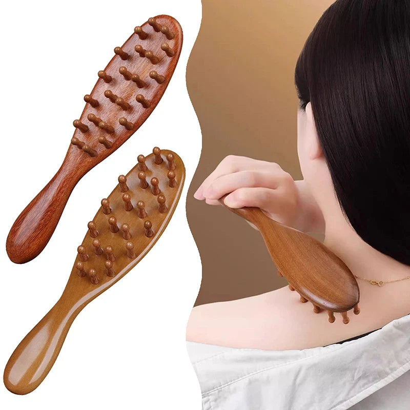 Natural Sandalwood Scalp & Body Massage Comb – 22-Tooth Wooden Massage Comb Qme