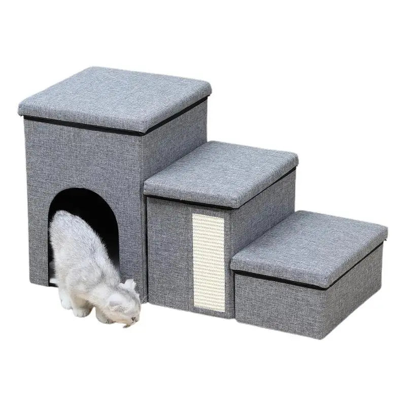 Foldable Pet Stairs with Storage Box – Cat & Dog Step Ladder Foldable Pet Stairs Qme China Mainland