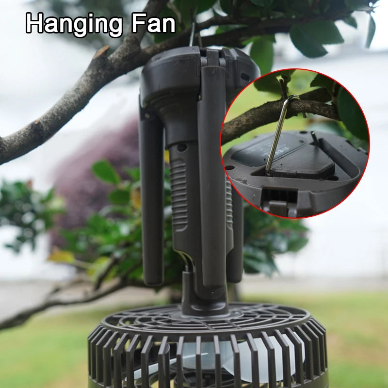 Camping Fan 10400mAh Rechargeable LED Lantern Tripod Fan Camping Fan Qst