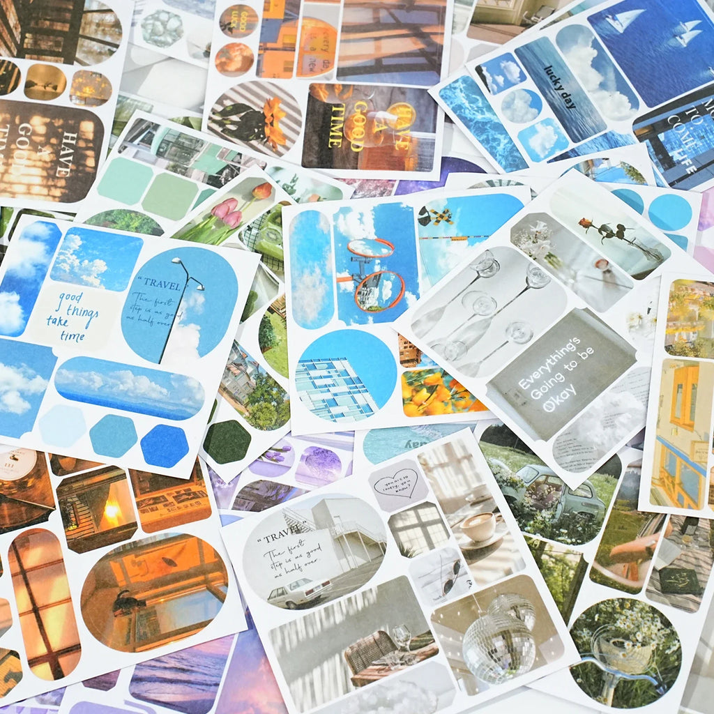 Korean Landscape Sticker Book – 40pc Scrapbooking Journal Stickers Decorative Sticker Book Qme
