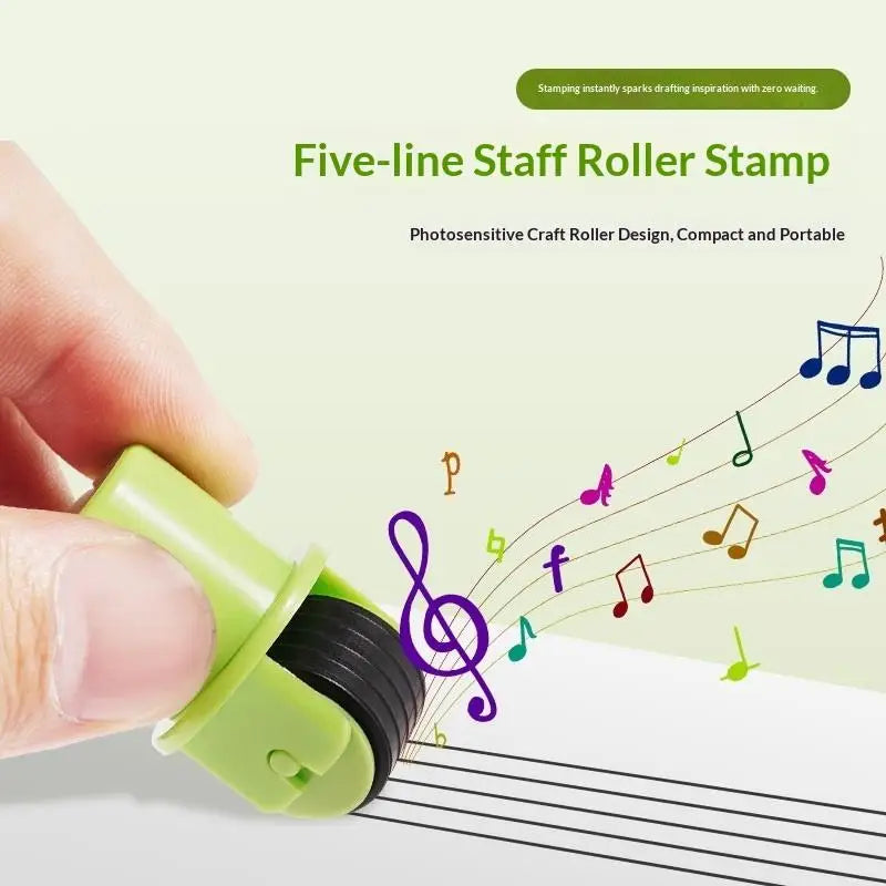 Music Staff Rolling Ink Stamp – 5-Line Notation Roller Stamp Music Notation Stamp Qme