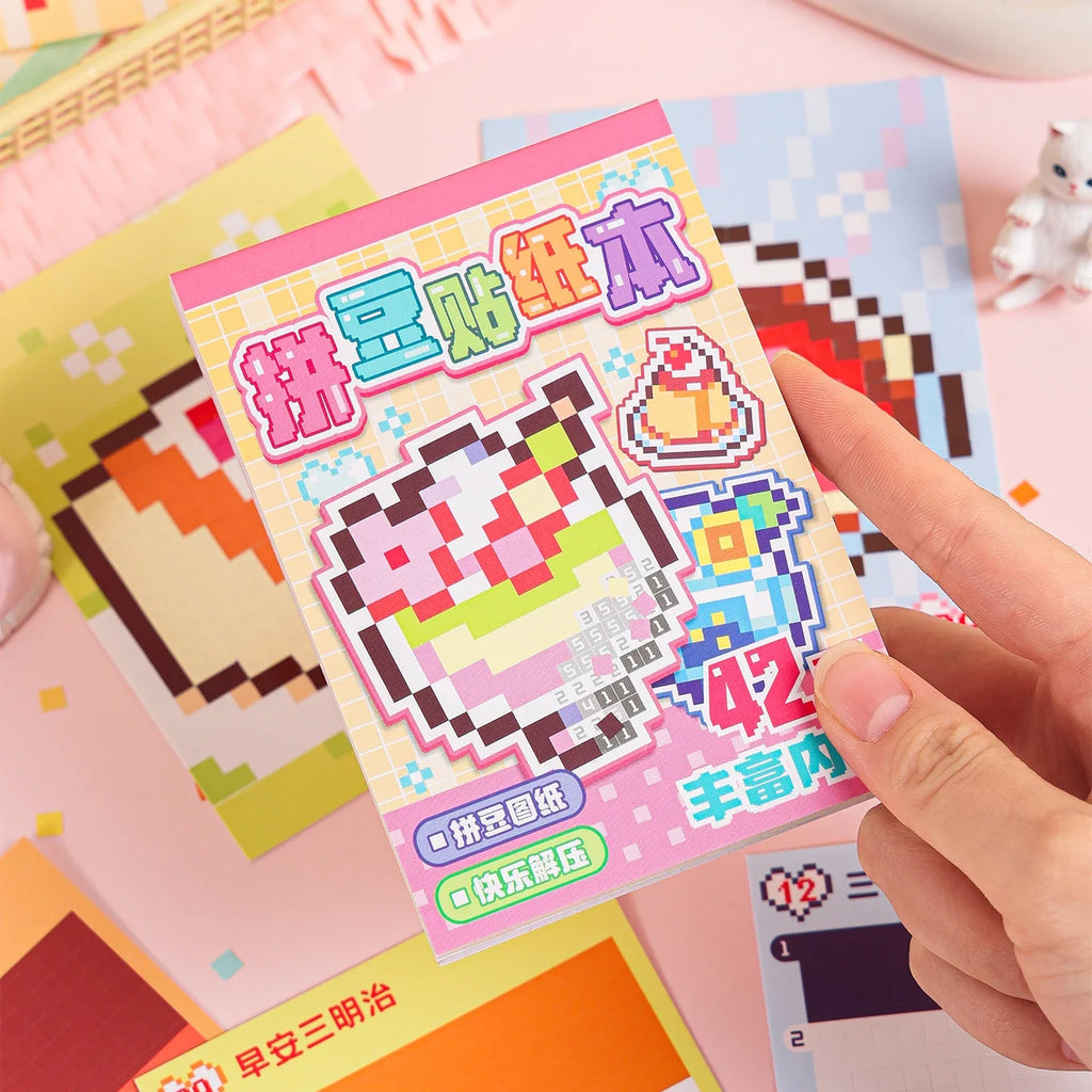 Cartoon Mini Bean Die Cut Sticker Book – Handmade Decorative Decorative Sticker Book Qme