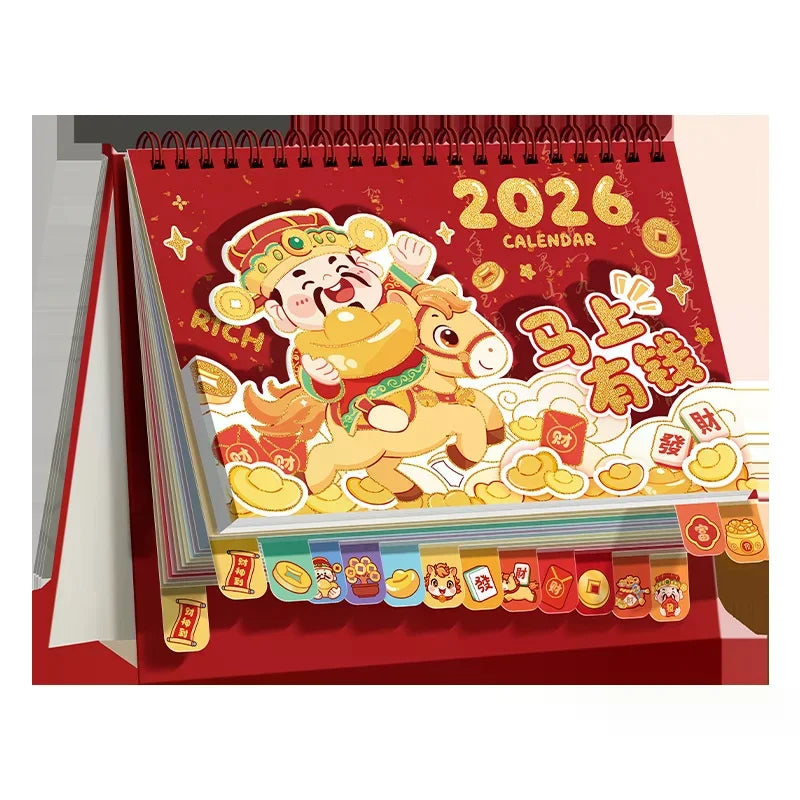 2026 3D Rotating Desk Calendar – Cartoon Horse Desktop Decor Desk Calendar Qme