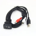 Flush Mount USB & Dual RCA Female Panel 3M Cable – Car & Boat AUX Flush Mount Panel Qme black 3m