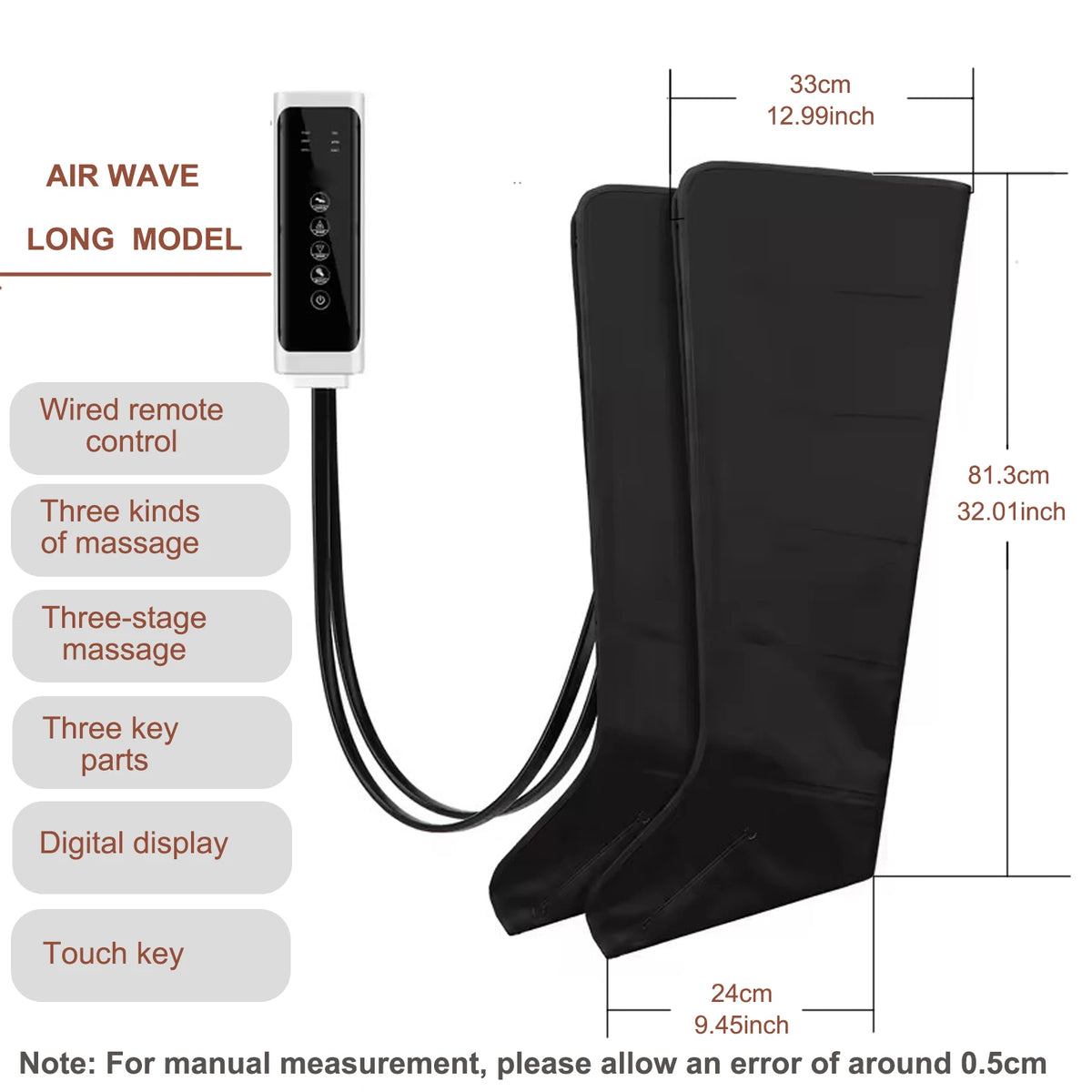 Air Compression Leg Massager Boots – 6 Airbag, 3 Modes Leg Massager Boots Qst Lengthen US PLUG