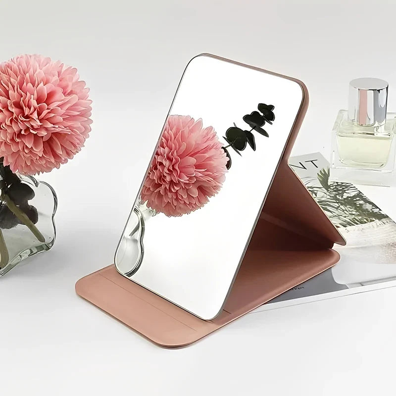Foldable Makeup Mirror – Portable Handheld & Desktop PU Leather Foldable Makeup Mirror Qme