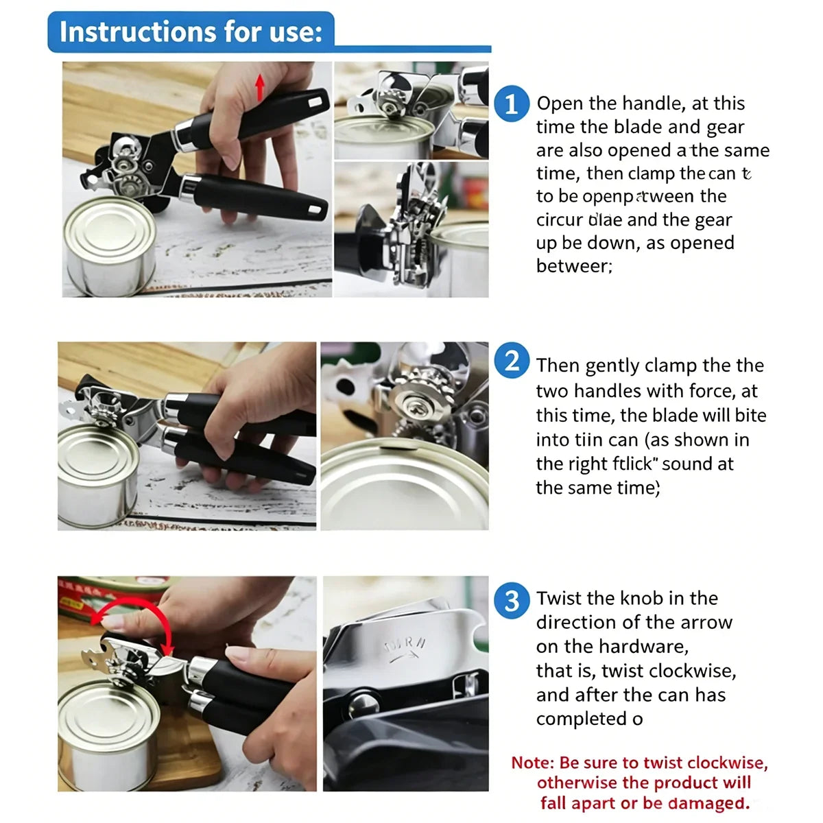 Stainless Steel Multifunctional Manual Can & Bottle Opener Manual Can Opener Qme