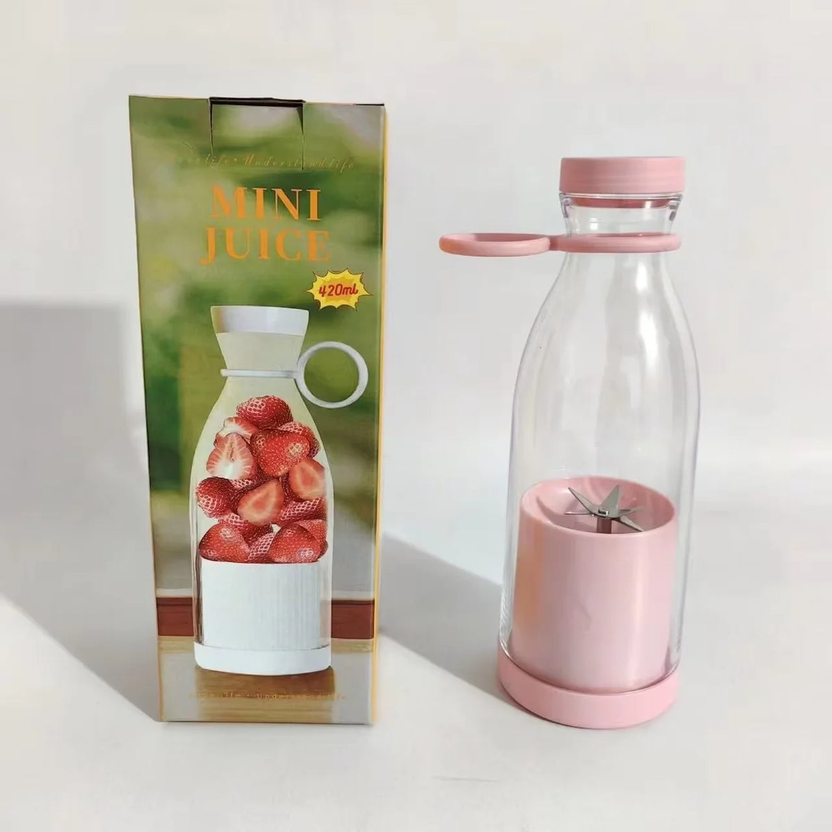 420ml Portable Mini Blender – 6-Blade USB Rechargeable Juicer Cup Portable Juicer Blender Qst Pink