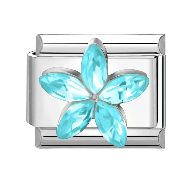Zircon Italian Charm Links – Flower Butterfly Star Tassel, 16 Colors Italian Charm Links Qme Style 5